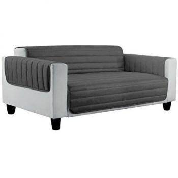 Italian Bed Linen Elegant Funda Protectora para Sofá, Microfibra, Gris Oscuro/Gris Claro, 4 plazas