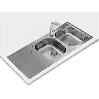 Teka Fregadero Reversible Encastrado Universe, 2 Cubetas, Escurridor, Acero inoxidable, 50 x 116 x 17 cm