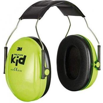 3M Peltor Kid -Auriculares con cancelación de ruido para niños sensibles a ruidos fuertes - Atenuación 27 dB, Verde Neón, Small