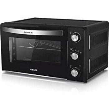 HORNO HAEGER 45L DUCASSE SOBREMESA CONVECCION NEGRO CON LUZ TEMPORIZADOR 60MIN. Puerta con vidrio doble HASTA 230º ANTIADHERENTE