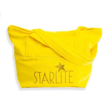 Bolso shopper amarillo Mare con bordado dorado