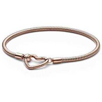 Pulsera Pandora Moments Cadena de Serpiente con Cierre Corazón en Oro Rosa 14K - 20 cm