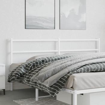 Cabecero de metal blanco de 180 cm con diseño moderno, estructura robusta, acabado en pintura blanca resistente a la corrosión, fácil instalación y compatibilidad con camas estándar de 180 cm