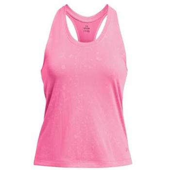 Camiseta sin mangas Under Armour Streaker Splatter para mujer, ligera y reflectante, color rosa fluorescente, talla L