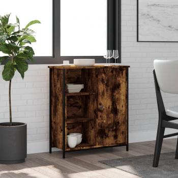 Aparador de madera de ingeniería 70x30x80 cm en color roble ahumado, mueble de almacenaje para salón, buffet, armario auxiliar y armario de almacenamiento