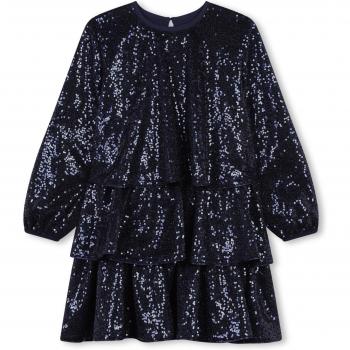 Billieblush - Vestido de niña de lentejuelas con manga larga U20646 Negro