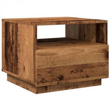 Mesa de centro con luces LED madera envejecida 50x49x40 cm