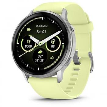 Garmin Venu 4 - 45mm Smartwatch with Silver Case and Citron Silicone Band