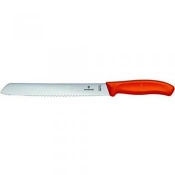 Cuchillo de Pan Victorinox Swiss Classic 21 cm, Diente de Sierre, Mango de Plástico Naranja, Acero Inoxidable