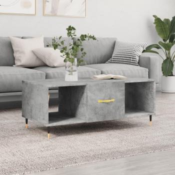 Mesa de centro de sala de estar en hormigón gris y madera multicapa, dimensiones 102x50x40 cm