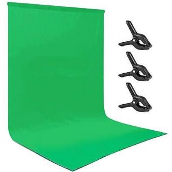 Andoer Croma Verde, 3x3M Fondo Fotografía Estudio Lavable e Ironable Green Screen Tejido de Algodón y Poliéster Backdrop para Estudio Fotografía, Vídeo y Televisión Tela Verde con 3 Pinzas