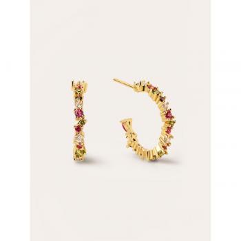 Pendientes de Aro Estellar Colors bañados en oro con circonitas - Joyas de Plata de Ley 925