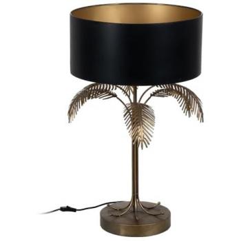 Lámpara de mesa de metal con diseño de hojas de palmera, pantalla negra y dorada, 220-240 V, 45 x 45 x 76 cm