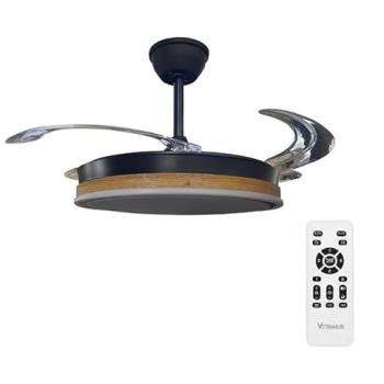 Ventilador de Techo UniversalBlue con Aspas Ocultas, 35W, Silencioso, Mando a Distancia y Luz LED - VITRIMUR