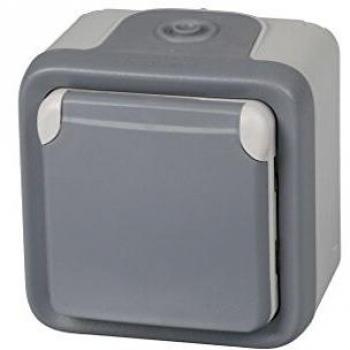 legrand 191504 Base De Enchufe Estanca Con Tapa Para Superficie, Gris