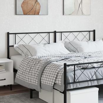 Cabecero de metal negro 200 cm con diseño moderno, estructura robusta, acabado en pintura negra mate, compatible con camas de tamaño estándar y fácil instalación
