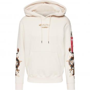 Alpha Industries Dragon EMB Hooded Sweatshirt, Cream, Size S to L