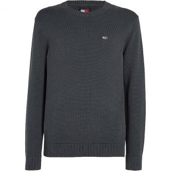 Tommy Jeans Men's Slim Fit Gray Knit Pullover with Logo Badge, Size L