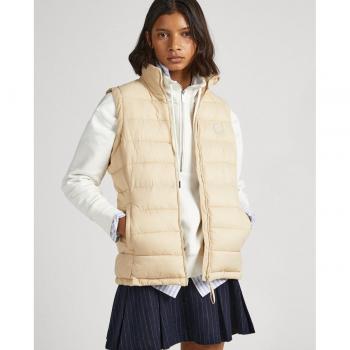 Pepe Jeans Maddie Chaleco Beige para Mujer Modelo PL402226-847 con Cierre de Cremallera