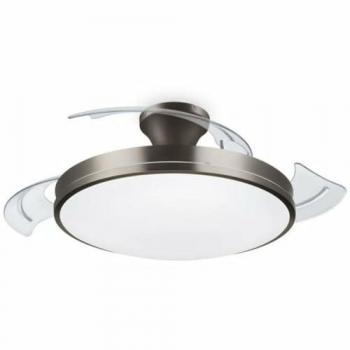 Ventilador de Techo Retráctil Atlas 2024 DC Níquel con Plafón LED y Mando a Distancia Philips, Potencia: 28+35W, Temperatura de Color: 2700/4000/