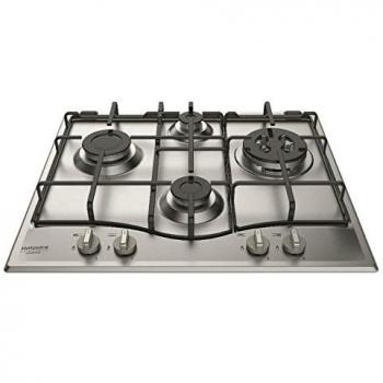 Piano Cottura a Gas Hotpoint PCN 642 T/IX/HAR, Acciaio Inossidabile, 4 Fuochi, Tripla Corona, Da Incasso, 60 cm
