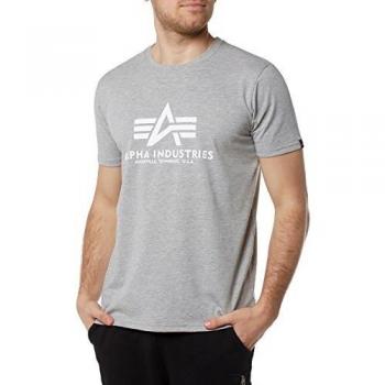 Alpha Industries Men's Basic Short Sleeve T-Shirt Grey Heather/White 2XL