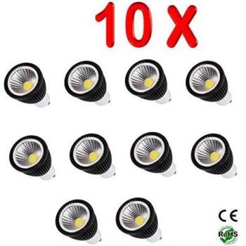Pack de 10 Bombillas Led Foco GU10 5W Equivalente a 50W-420 Lúmenes-Luz Blanca Cálida 3.500K