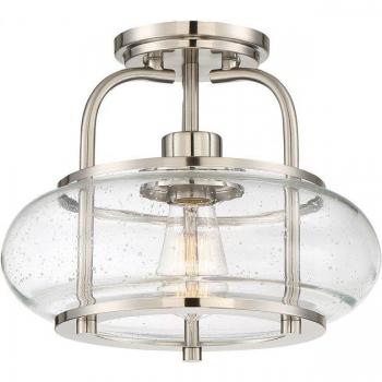 Lámpara de techo Trilogy níquel cepillado 24,8 cm con soporte semiempotrado ligero, E27