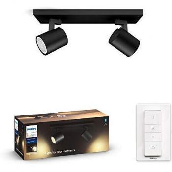 Philips Hue Runner 2 Focos LED Inteligentes con Ambiance Blanca y Control Remoto, Color Negro