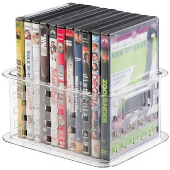 mDesign - Recipiente para almacenamiento en el hogar; guarda DVDs, video juegos y mucho más - chico - Claro