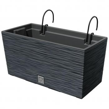 Macetero Color Cemento con Depósito y Ganchos para Colgar - Colección FURU - 39,5 X 18,5 X 19,5 Cm - Capacidad 8 L