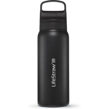 LifeStraw Go Stainless Steel Water Bottle with 2-Stage Filter, 24 oz / 650 ml, Black/Nordic Noir