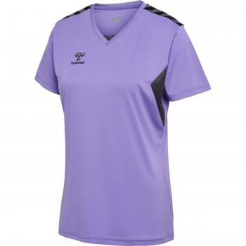Hummel Camiseta de Manga Corta Authentic PL para Mujer, Dalia Púrpura/Asfalto, Talla M