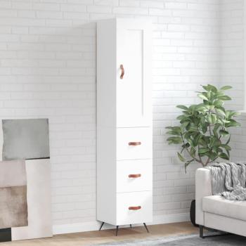 Aparador alto de madera contrachapada blanca 34,5x34x180 cm