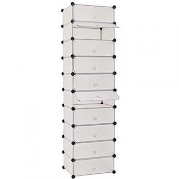Interlocking Shoe Organiser with 10 Compartments White