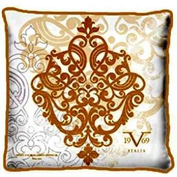 Funda de cojín Versace 19 V69 con relleno, algodón, dorado, 42 x 42 x 20 cm, 1 Unidad