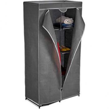 Armario Plegable de Tela con Barra para Perchas y 6 Compartimentos, 170 x 90 x 45 cm, Robusto, Color Antracita