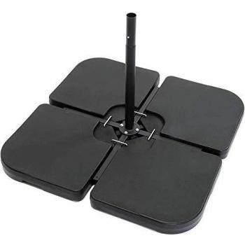 Base de Sombrilla Soporte de 4 Piezas Plástico Negro Rellenable con Agua o Arena hasta 100 kg - Maxxgarden