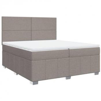 Cama Box Spring con colchón Tortera 200x200 cm en tela gris taupe