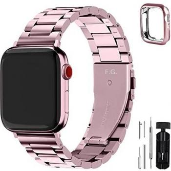 Fullmosa Acero Inoxidable Correa Compatible Apple Watch/iWatch Serie SE, Serie 6, Serie 5, Serie 4, Serie 3, Serie 2, Serie 1, Apple Watch Correa 38mm 40mm 42mm 44mm, Oro Rosa 42mm/44mm