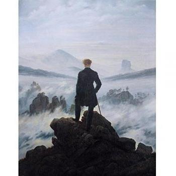 Cuadro con marco viandante sul mare di nebbia caspar david friedrich 60x53x1,7 cm falso d'autore stampa su tela