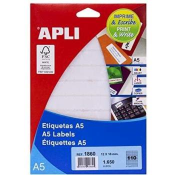 APLI 1860 APLI 1860 - Etiquetas A5 blancas 12,0 x 18,0 mm 15 hojas