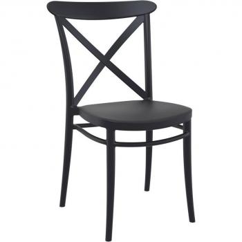 Cross Polypropylene Indoor and Outdoor Side Chair - Black