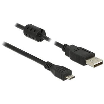 Cable USB 2.0 de 5m Tipo A a Micro B, Negro con núcleo de ferrita