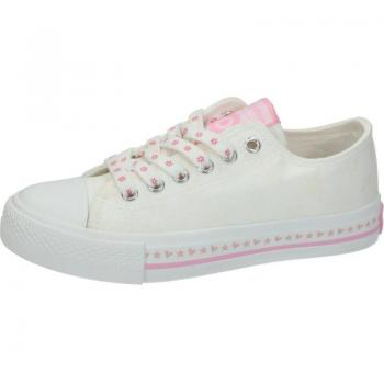 Zapatillas Lonas CONGUITOS para Niña, Color Blanco, Cambian de Color con el Sol, Flores Rosas al Exponer a Luz Solar