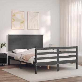 Cabecero de cama gris de madera maciza 140x190 cm