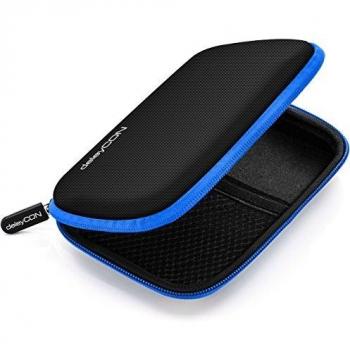 deleyCON Funda para Discos Duros Funda HDD para Discos de 2,5 Pulgadas y SDD - Sólida y Segura - 2 Compartimentos Interiores - Azul