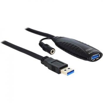 Delock Cable USB 3.0 A a A, 10 metros, color negro