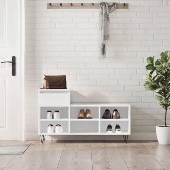 Zapatero blanco pulido 102x36x60 cm madera multicapa