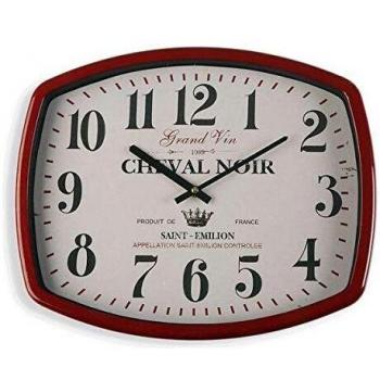 Reloj de Pared Cuadrado Rojo de Metal 40 cm